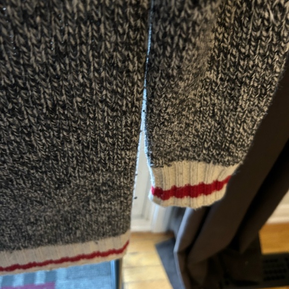 Roots Grey Marled Knit Cardigan with Red Stripe Detail - Picture 7 of 12